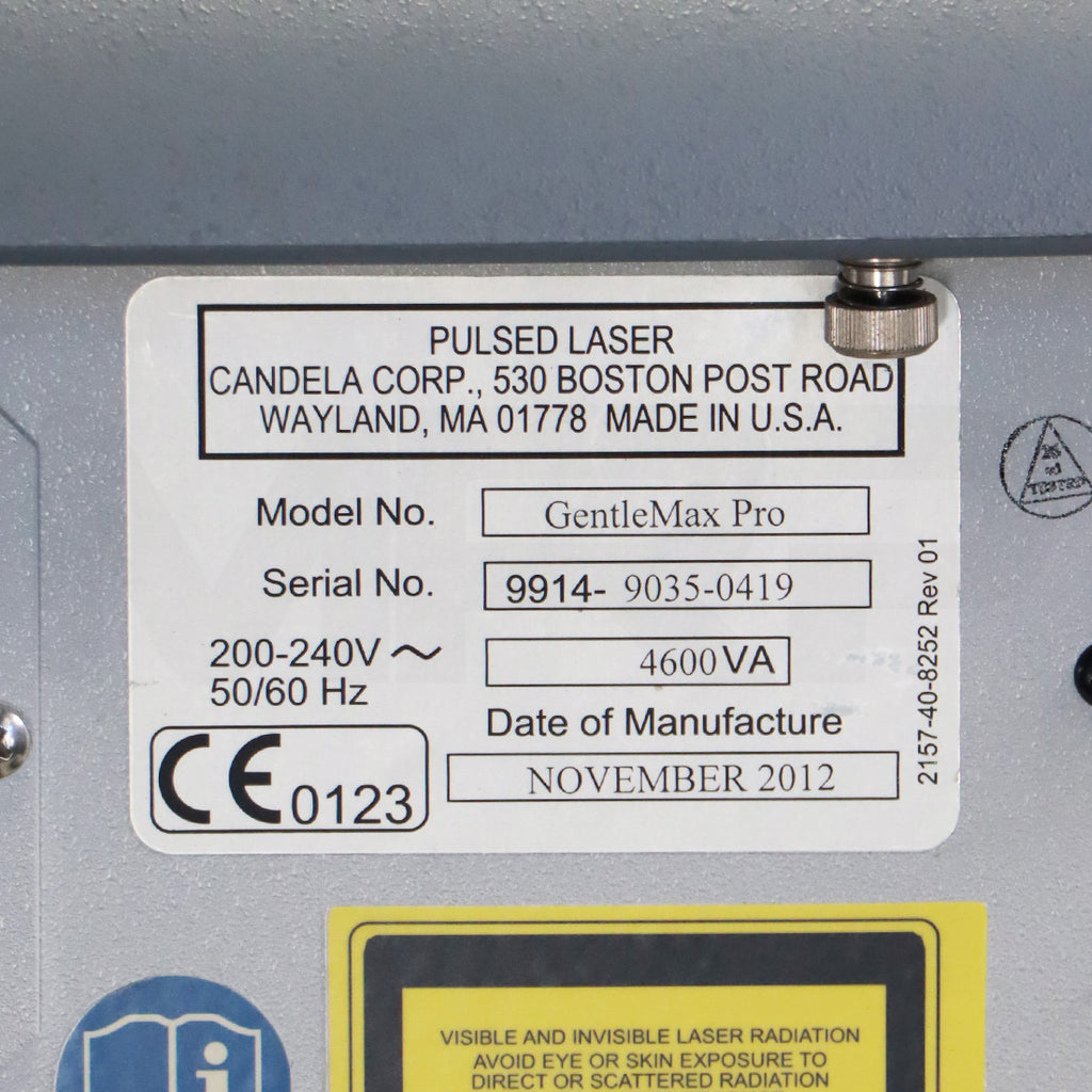 2012 Candela GentleMax Pro Pulsed Laser System Device 9914-00-9035