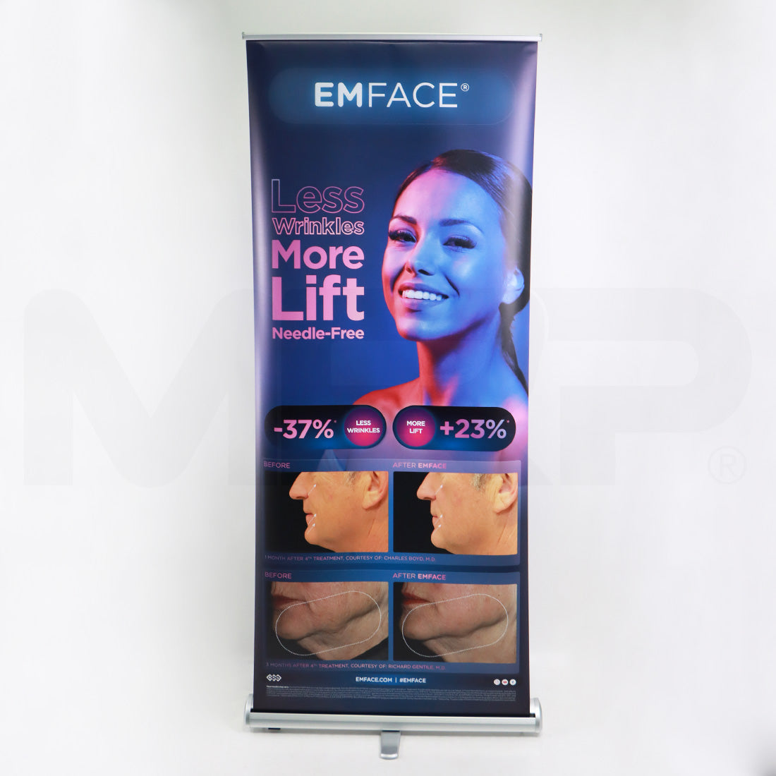 BTL EMFace Marketing Banner Display 35in x 85.5in & Case