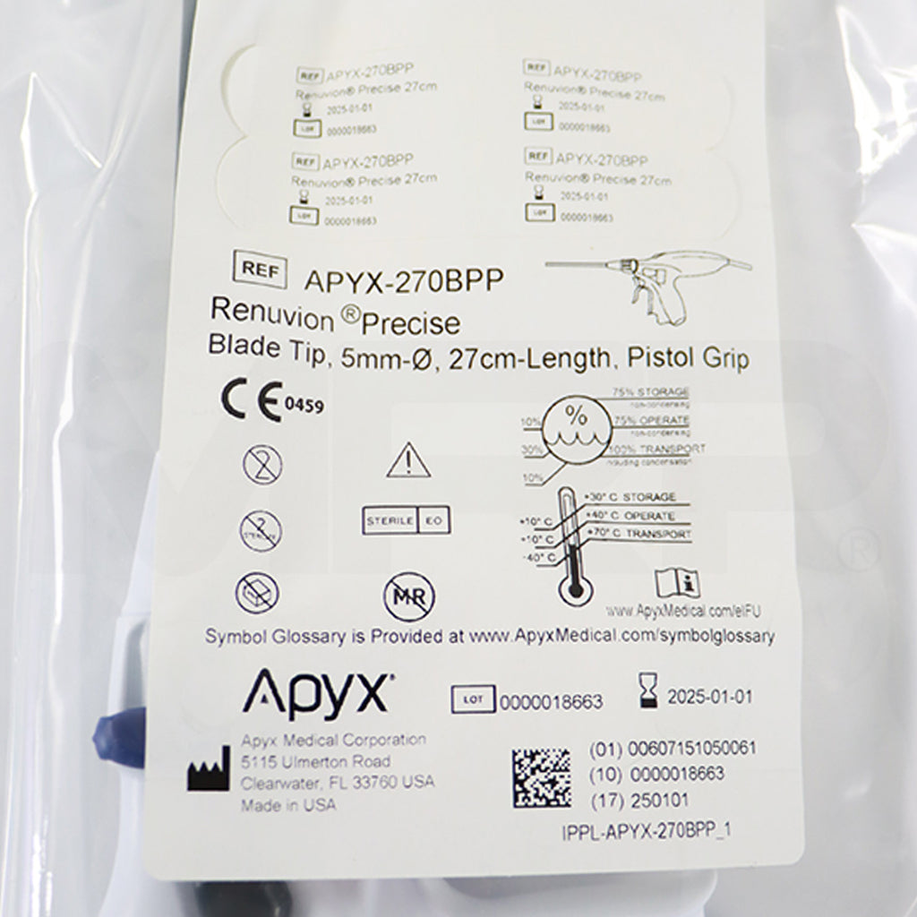Renuvion Precise Blade Tip 5mm Handpiece Pistol Grip Electrosurgical RF Generator APYX-270BPP