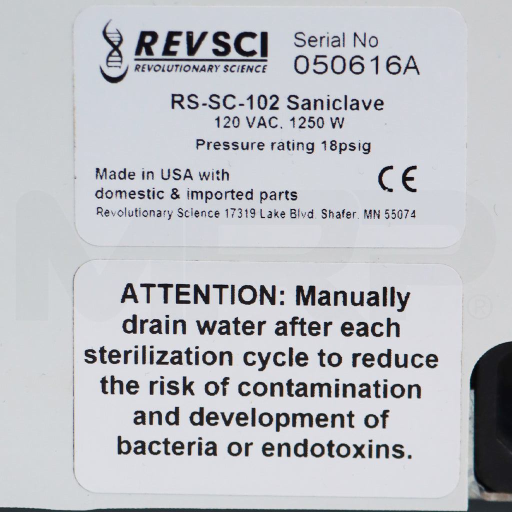 RevSci Autoclave 102 Steam SaniClave RS-SC-102