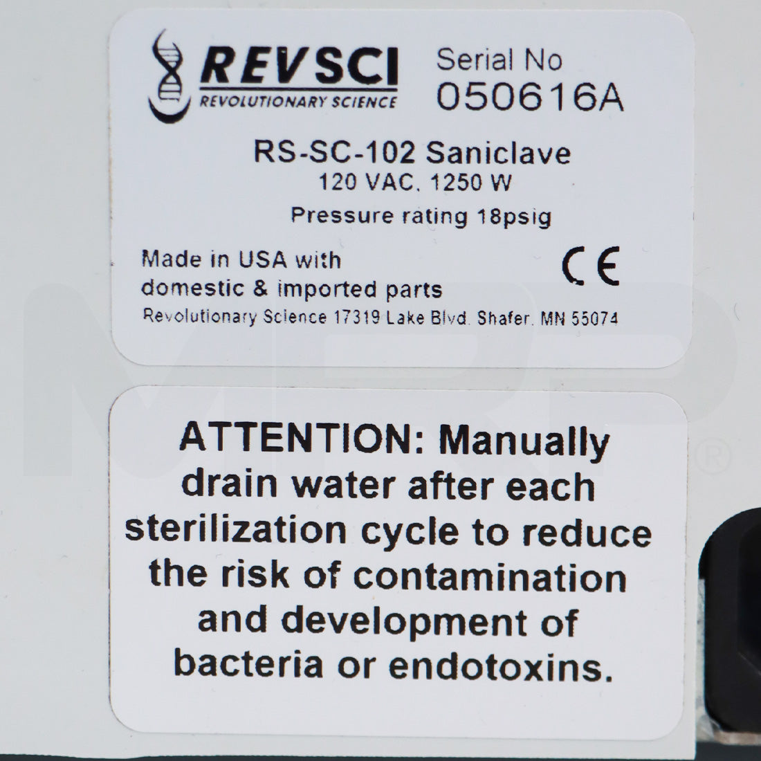 RevSci Autoclave 102 Steam SaniClave RS-SC-102