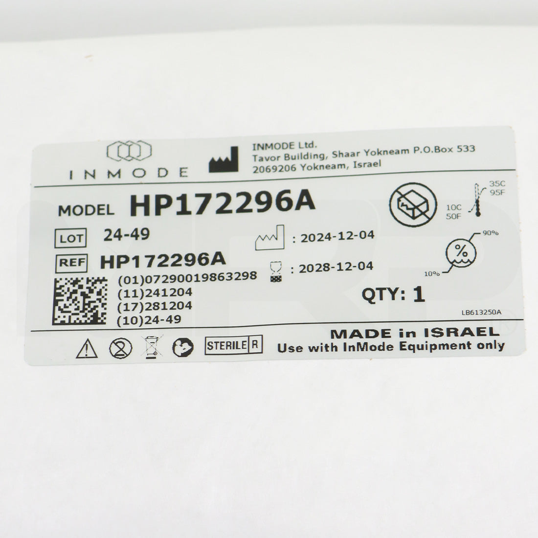 InMode FaceTite Ignite RFAL 1HP Handpiece HP172296A EXP 12/2028