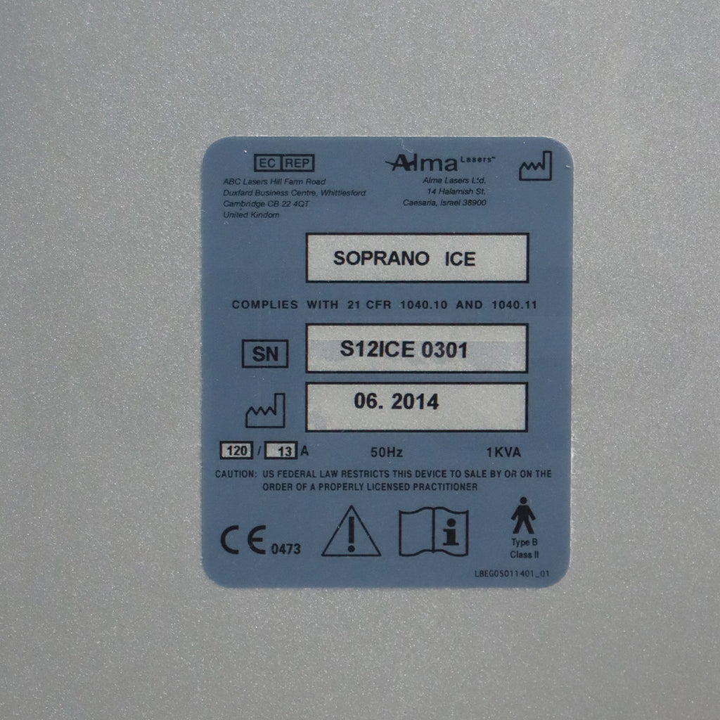 2014 Alma Soprano ICE Single Wavelength Hair Removal System