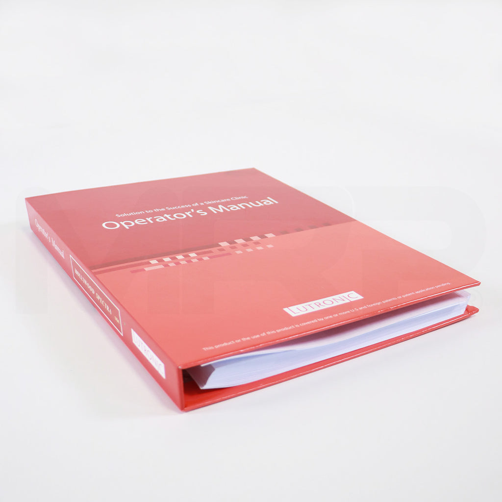 Lutronic Hollywood Spectra Operator's Manual Double Sided Color Print Hardcover