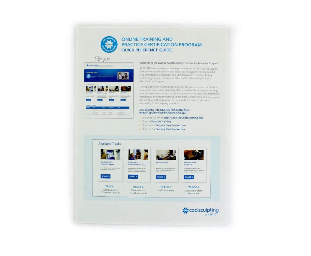 Zeltiq CoolSculpting Online Training and Practice Certification Program Guide