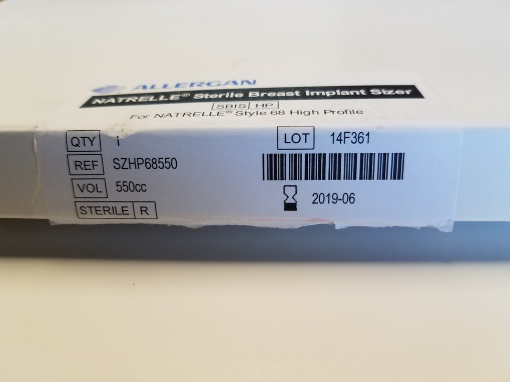 Allergan Natrelle Breast Implant Sizer 550cc Enhancement Augmentation SZHP68550