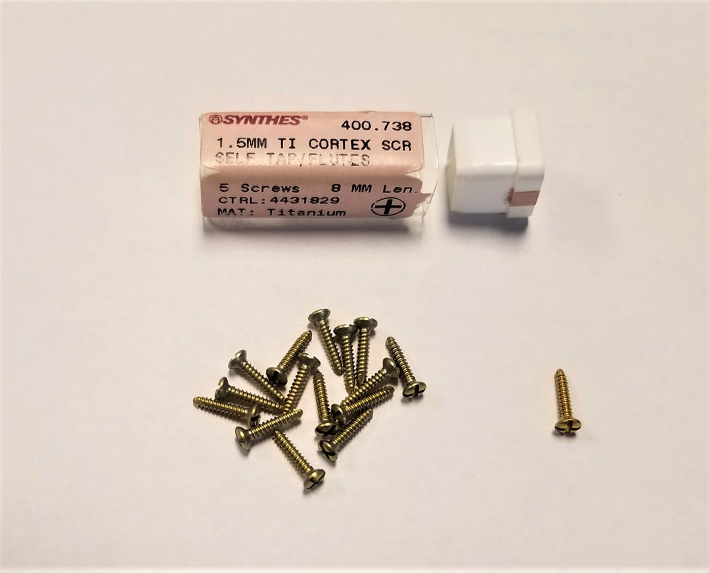 SYNTHES Titanium 1.5mm TI Cortex Self Tapping Screw Flutes Lot of 16 1.5mm x 8mm