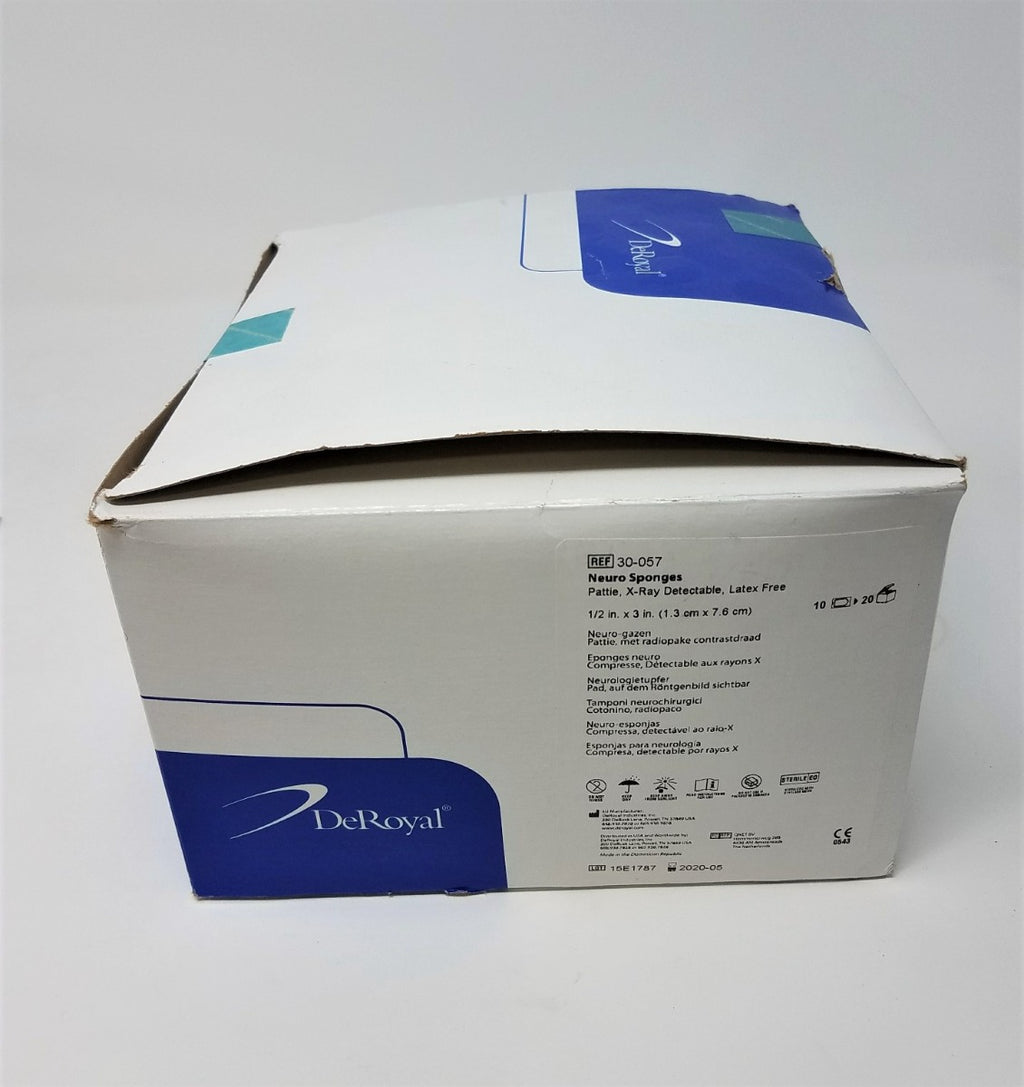 Neuro Sponges 1/2 in x 1/2 in Pattie X-Ray Detectable Latex Free with 200 count