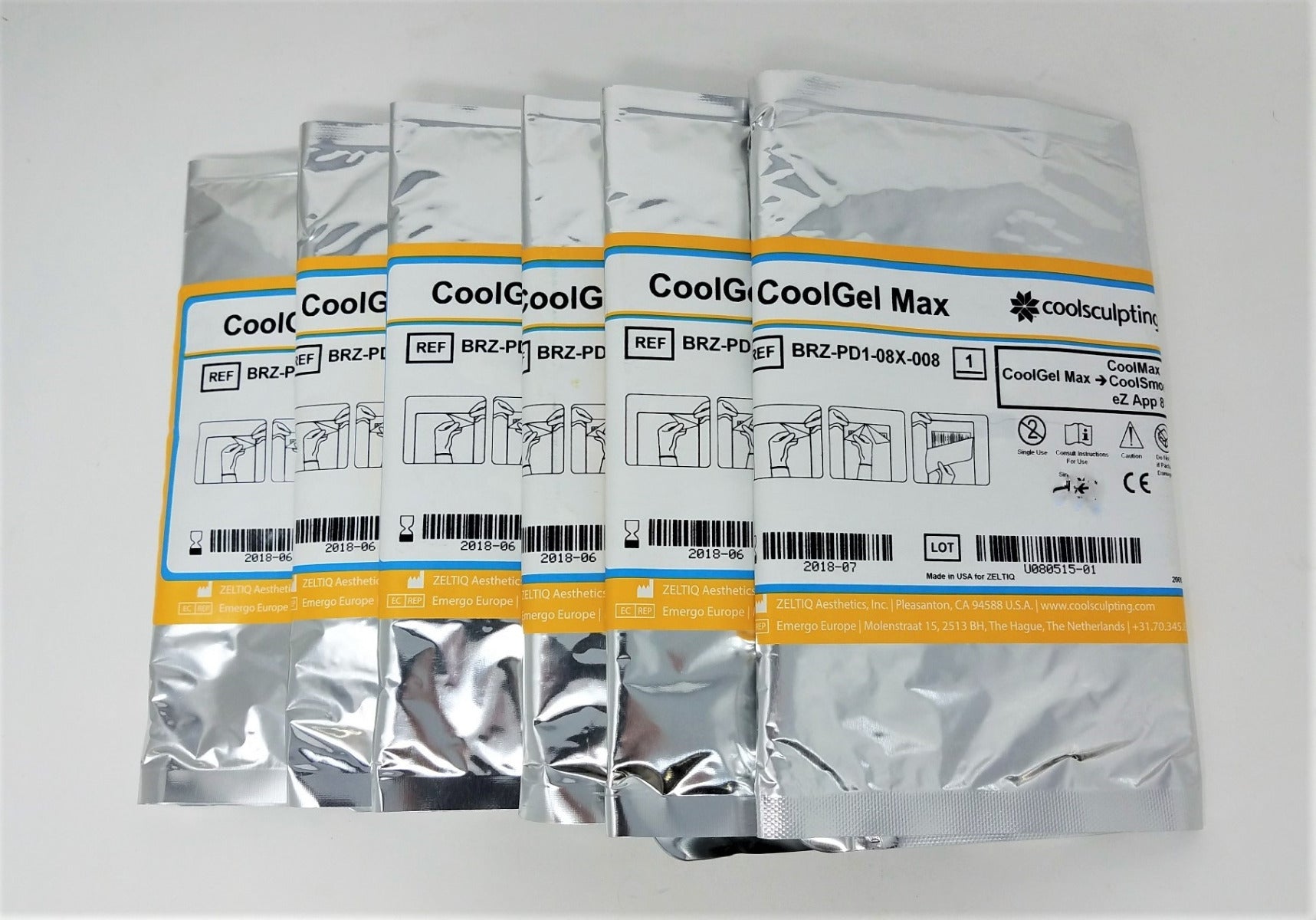 ZELTIQ CoolGel CoolSmooth Pro GelPads Max BRZ-PD1-08X-008 Coolsculpting (Qty: 8)