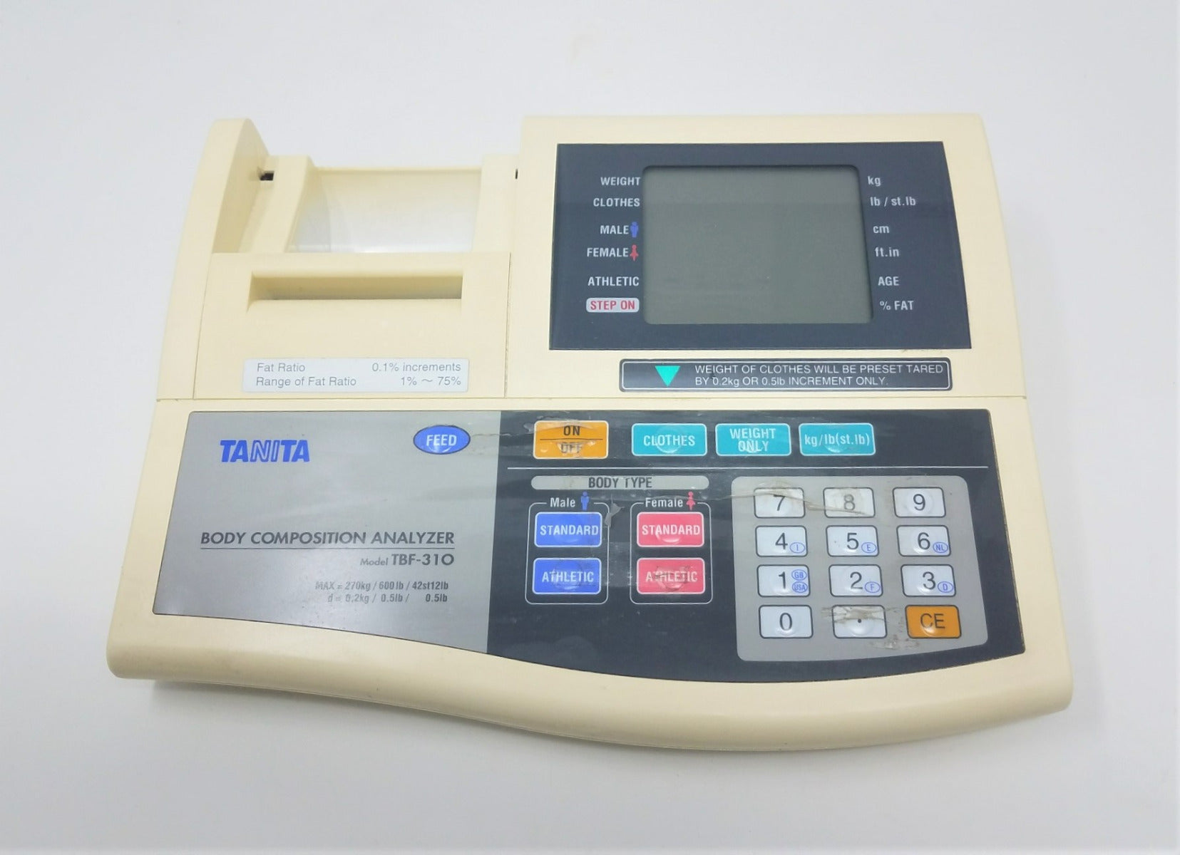 Tanita Body Analyzer Composition 600 lb Scale Weight Loss W/ Printer TBF 310