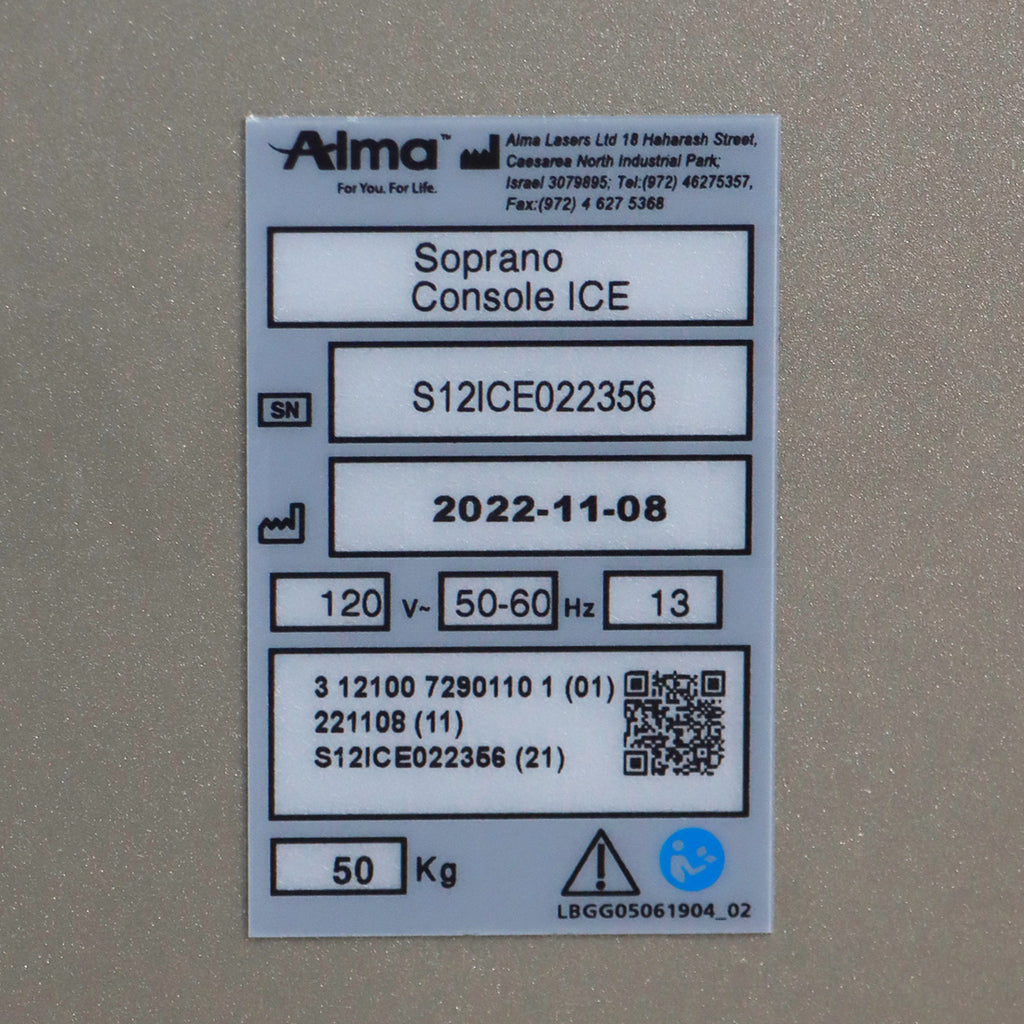 2022 Alma Soprano ICE Single Wavelength Hair Removal System