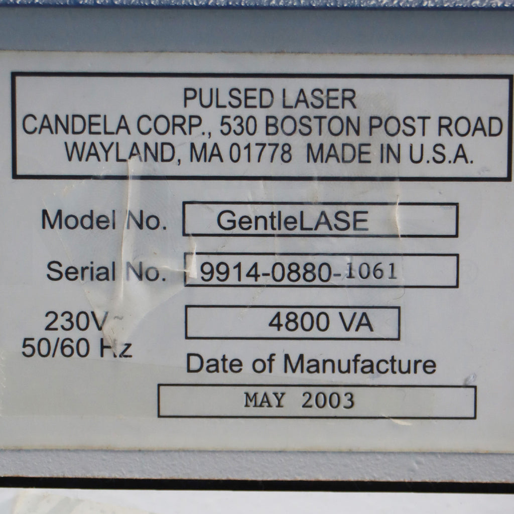2003 Candela GentleLase Mini Pulsed Laser Alexandrite MGL 755nm Gentle Lase