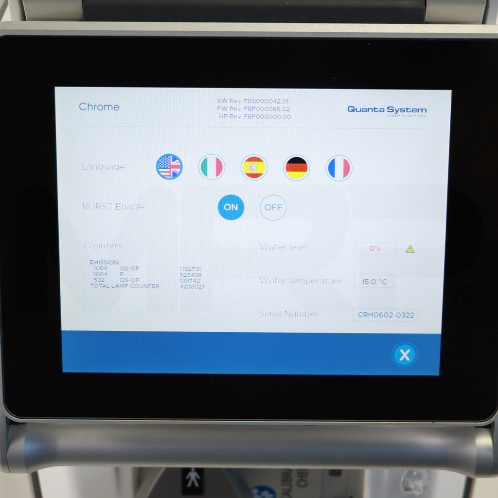 2022 Quanta System Chrome Q-Switched 532/1064nm Skin Rejuvenation Lesions Tattoo Removal