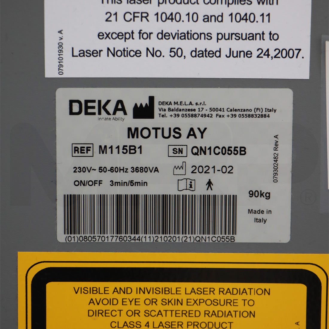 2021 DEKA Motus AY Laser Nd: YAG Alex 755nm 1064nm Hair Removal HR System