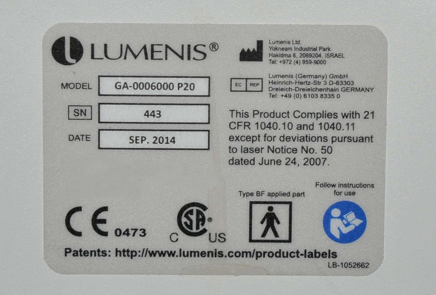 2014 Lumenis VERSAPULSE Holmium P20 YAG PowerSuite Laser Ablative ENT Stones