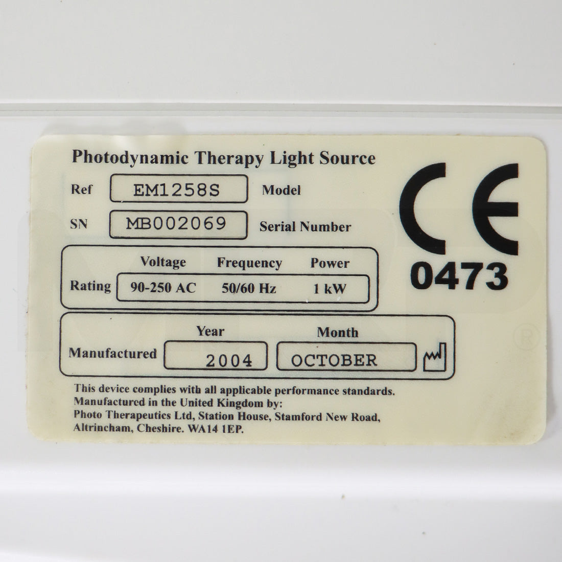 2004 OmniLux PhotoTherapeutics Blue Light Therapy System EM1258S