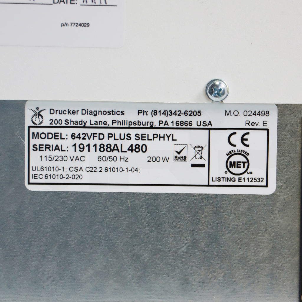 Drucker Diagnostics Selphyl PRP Centrifuge 642VFD Plus