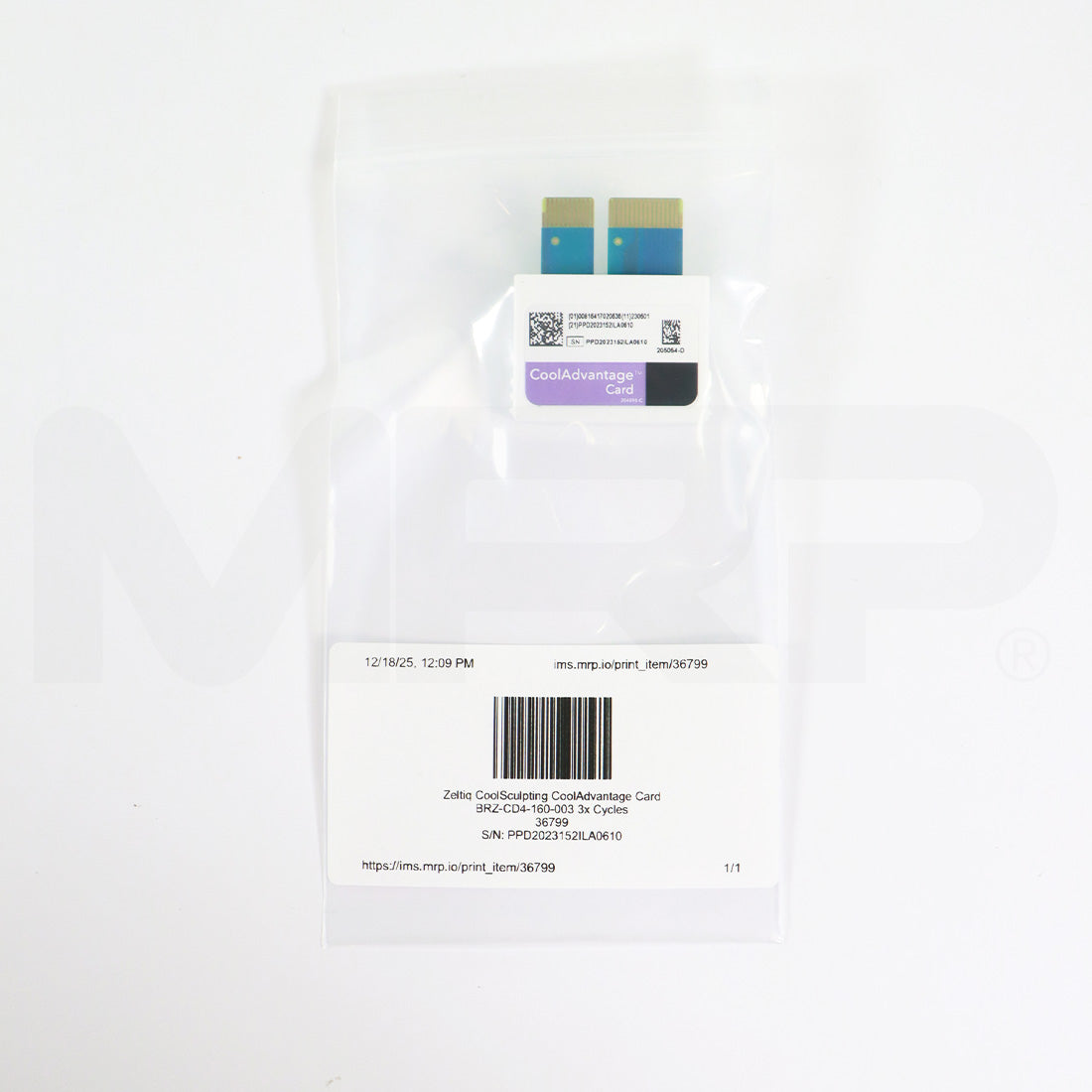 Zeltiq CoolSculpting CoolAdvantage Card BRZ-CD4-160-003 3x Cycles
