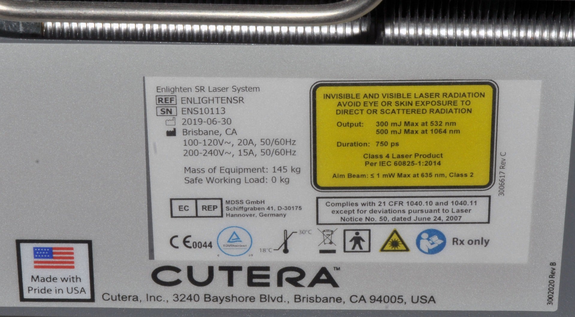 2019 Cutera ENLIGHTEN SR Tattoo Removal Benign Lesion Laser 532 1064 nm Pico