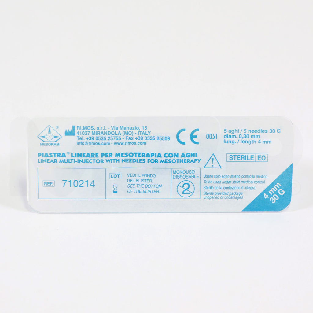 Mesoram Piastra 30G x 4mm Sterile Linear Multi-Injector 5-Needles for Mesotherapy, Single