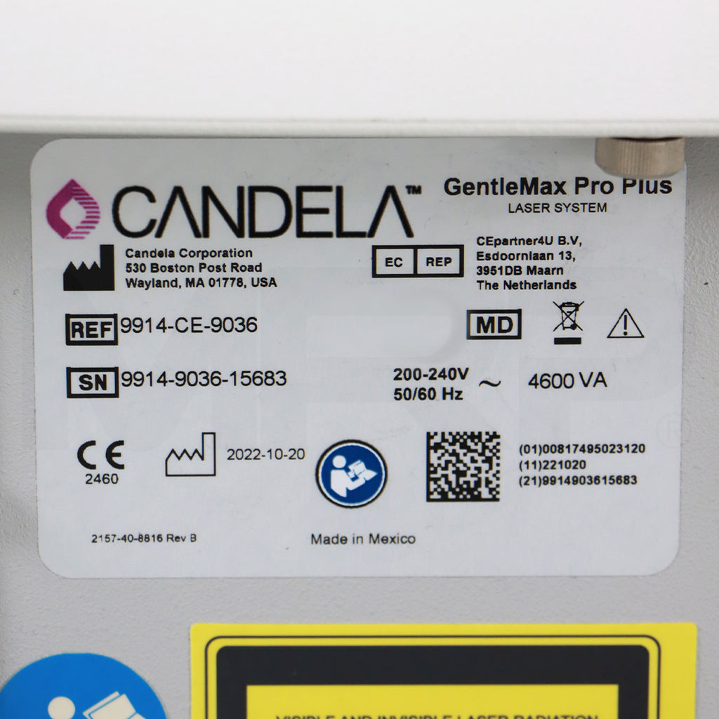 2022 Candela GentleMax Pro Plus Alexandrite Nd:YAG Laser System