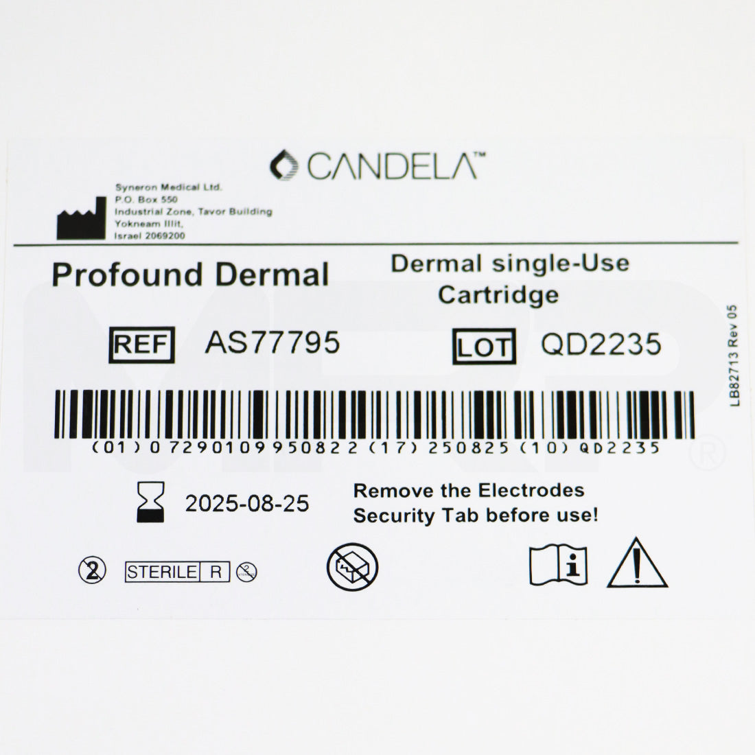 Syneron Candela Profound Dermal Single-Use Cartridge AS77795, EXP 08/2025