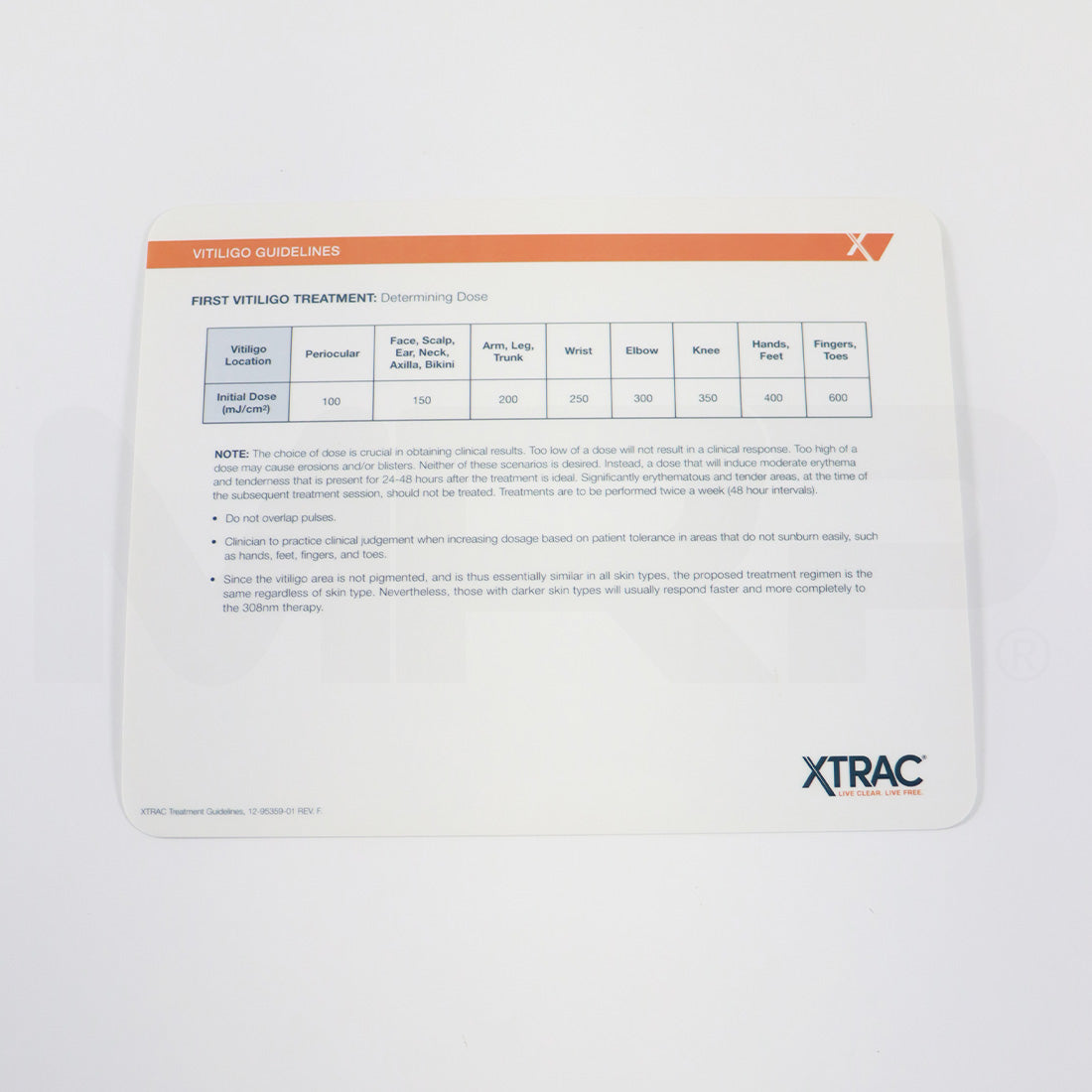 PhotoMedex XTRAC Vitiligo Guidelines 12-95359-01 Rev F