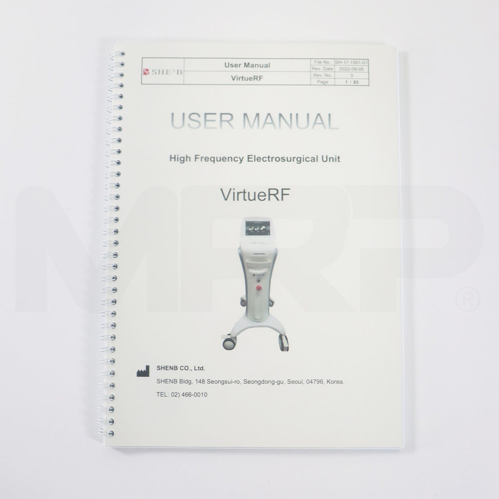 VirtueRF Electrosurgical Device User Manual Virtue RF Treatment Settings Guide 2022 Revision