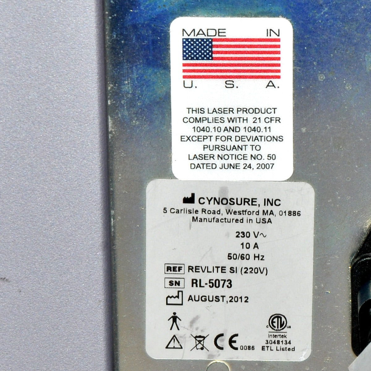 2012 Cynosure RevLite SI Hoya ConBio Q Switched Tattoo Laser 532 1064 QSwitch