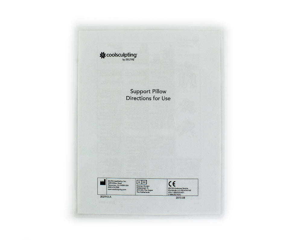 Zeltiq CoolSculpting Support Pillow Directions for Use