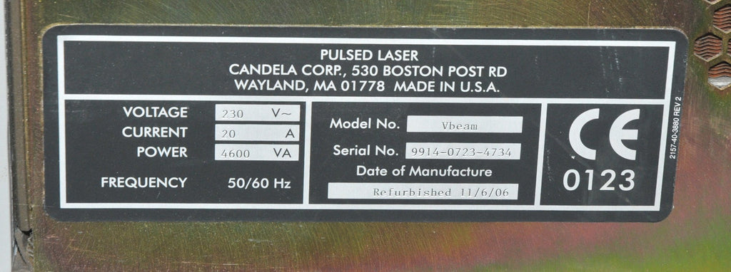 2006 Candela VBeam Laser Pulsed Dye Acne Wrinkles Vascular V Beam 595 nm