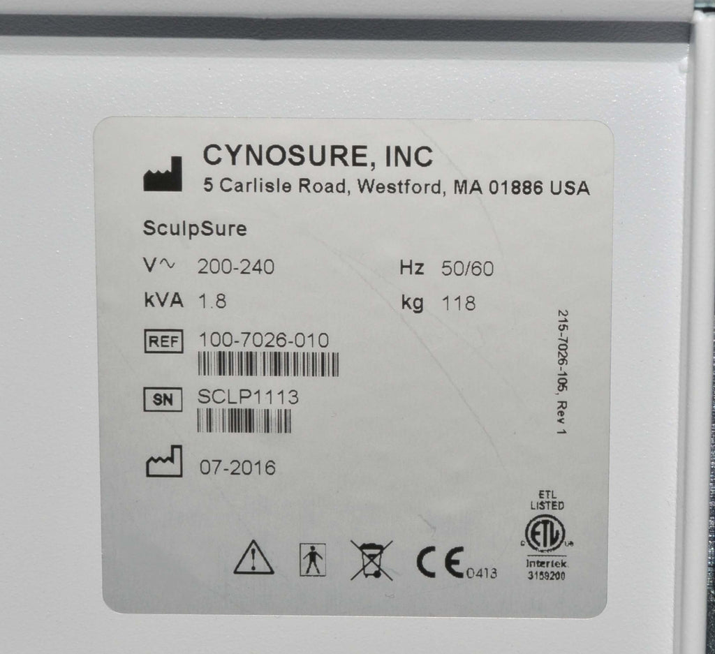 Cynosure 2016 SculpSure 1060nm Diode Laser Lipolysis Fat Reduction Body Contour