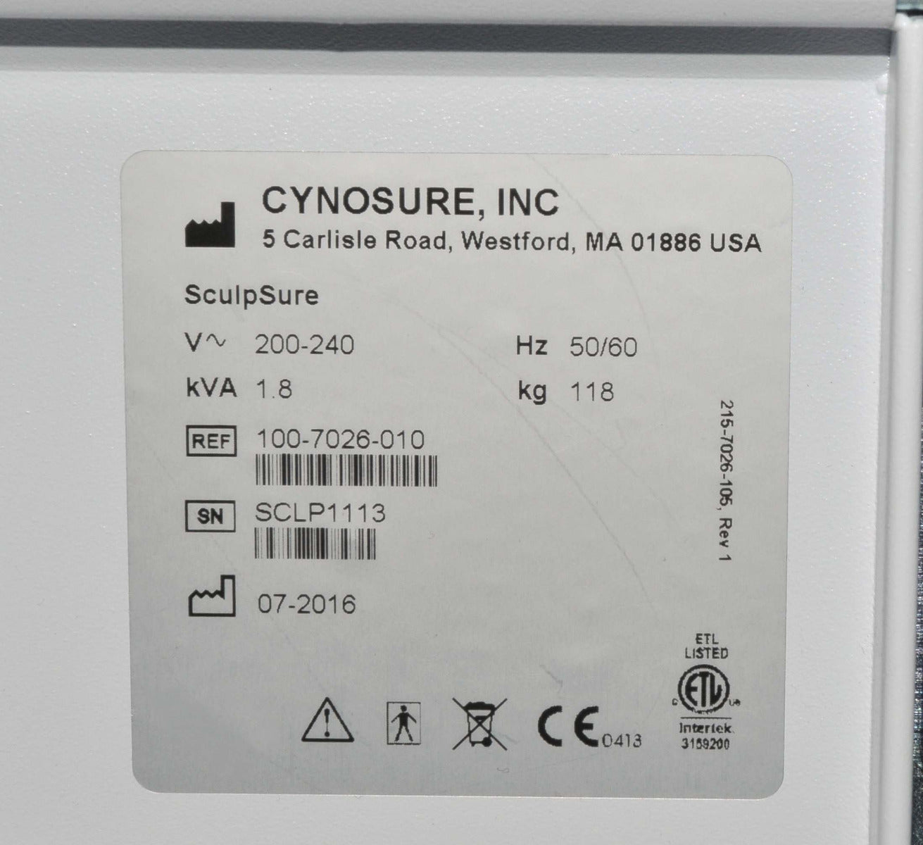 Cynosure 2016 SculpSure 1060nm Diode Laser Lipolysis Fat Reduction Body Contour