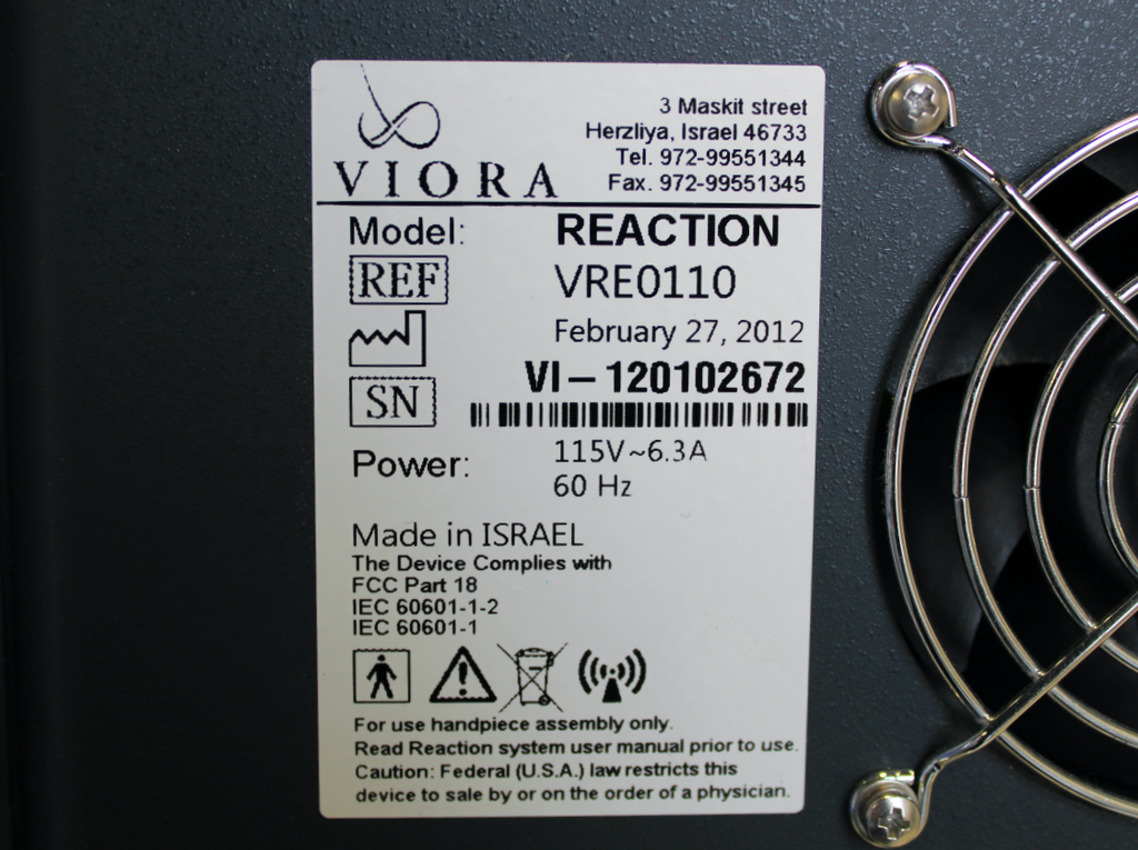 2012 Viora REACTION RF Skin Tightening Body Contouring RF Radio Frequency System