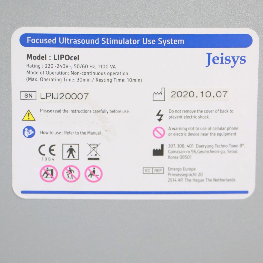 2020 Jeisys LIPOcel Focused Ultrasound Stimulator Fat Reduction Thermal Therapy