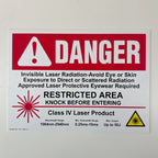 Palomar Artisan Class 4 Laser Warning Danger Sign Cynosure Factory NEW 5511-8002