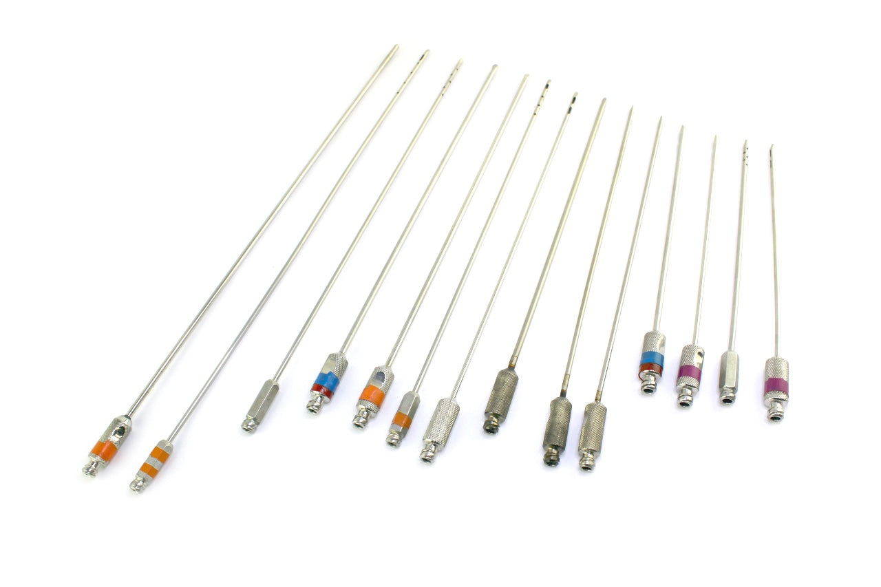 Cannulae Aspiration Surgical Instrument Set Luer-Lok Base Cannula Tips x14 Pcs