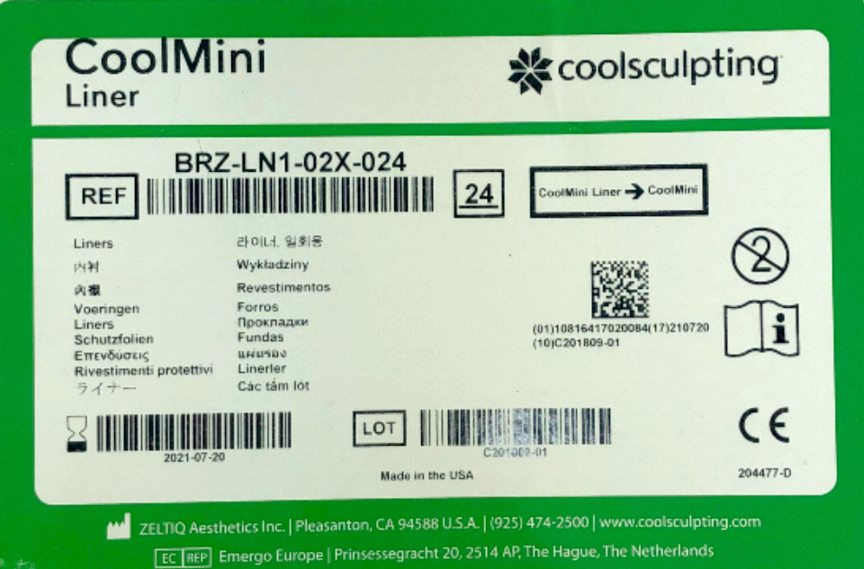 Zeltiq CoolSculpting Mini BRZ-LN1-02X-024 CoolMini Cool Liners 24PK EXP 2021