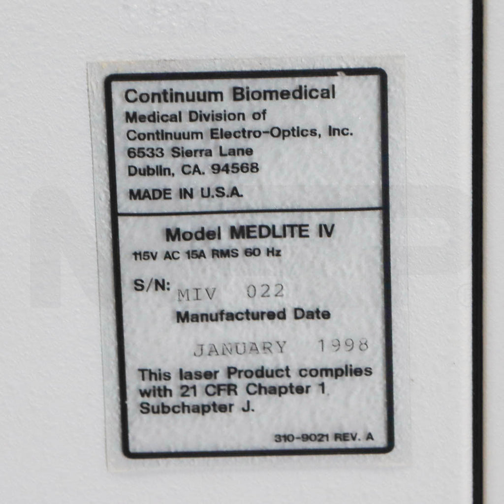 1998 ConBio MedLite IV Q-Switched Nd:YAG Laser Tattoo Removal System