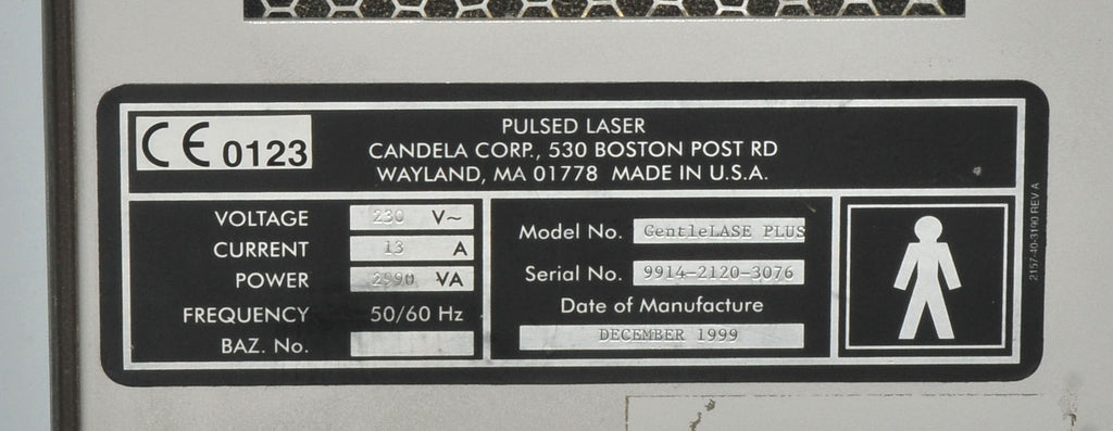 1999 Candela GentleLASE PLUS Alexandrite Laser Hair Removal 12 15 18 mm Fiber