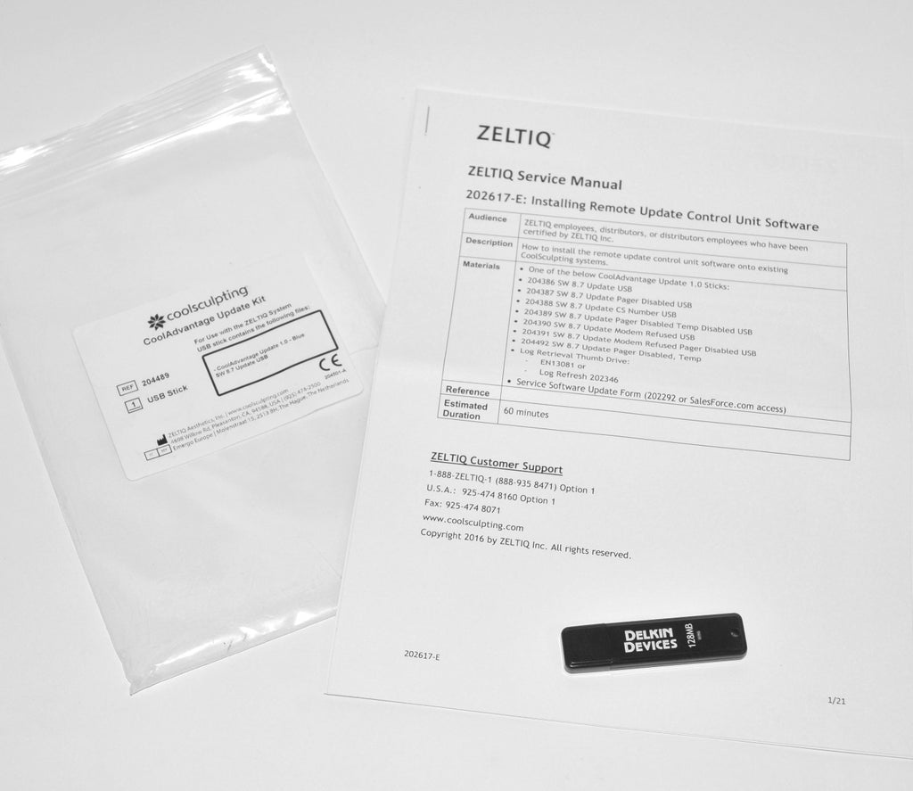 ZELTIQ CoolAdvantage Software Update Kit USB 1.0 Blue SW 8.7 Release REF 204489