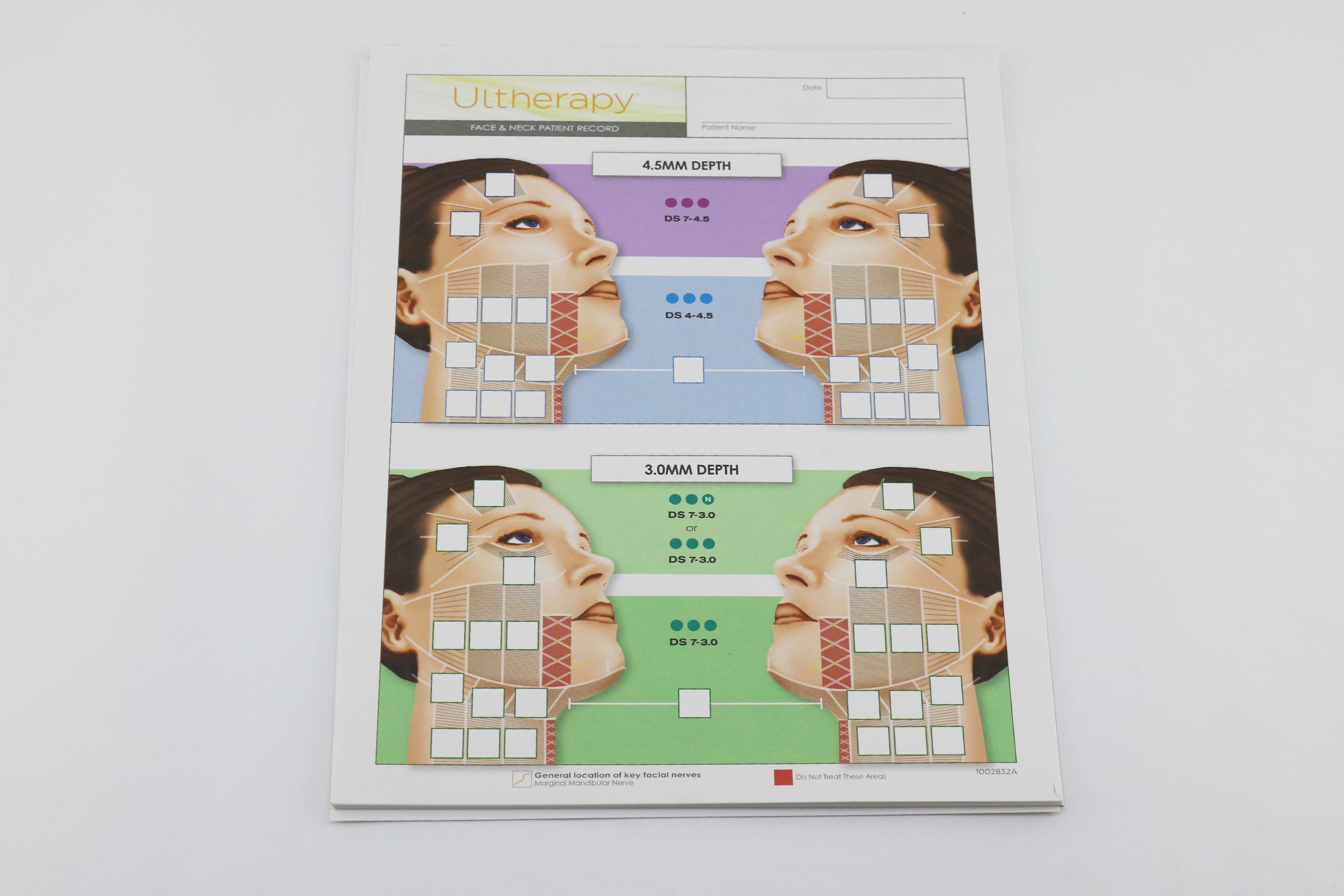 Ulthera Ultherapy Face & Neck Patient Record Forms Pad of 16 Sheets 1002832A