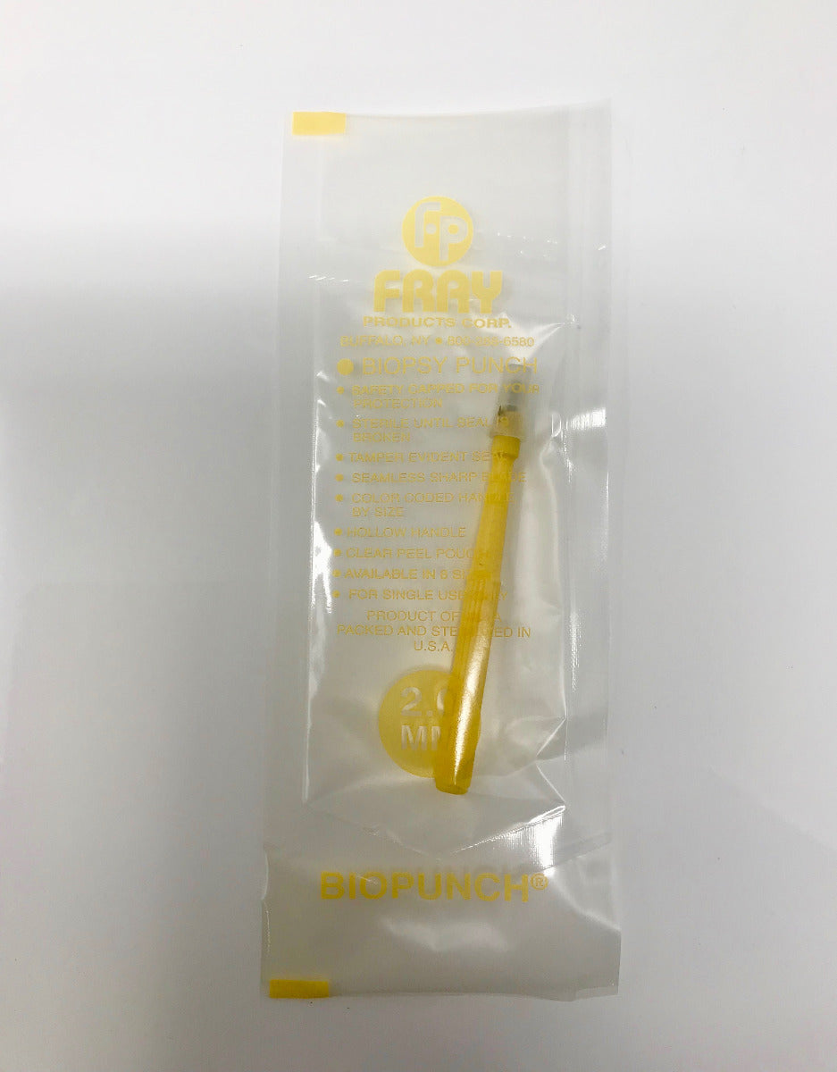 2.0mm Biopsy Punch PSS Select Yellow #1534 Clinical Testing Disposable Box Of 31
