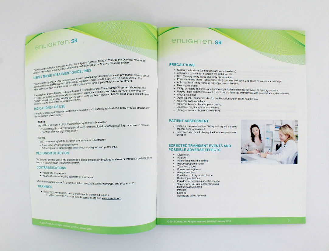 2019 Cutera Enlighten SR Treatment Guidelines D2189 User Reference