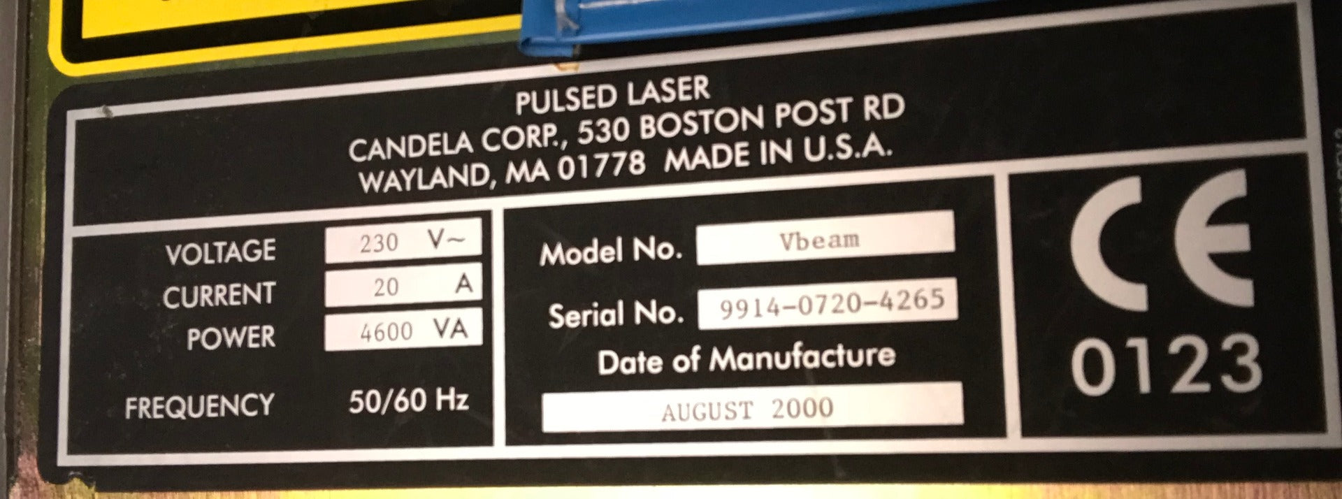 2000 CANDELA VBeam Laser Pulsed Dye Laser Wrinkles Lesions - NEW DYE KIT