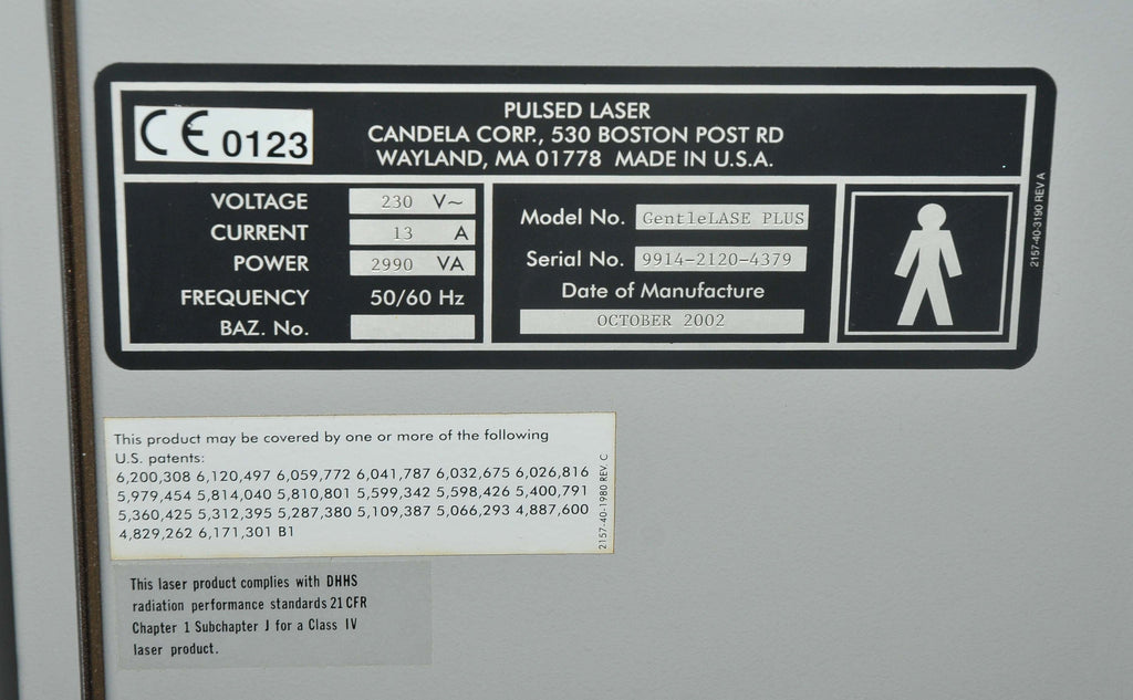 2002 Candela GentleLASE 755 Alexandrite Laser Aesthetic Hair Removal Gentle Lase