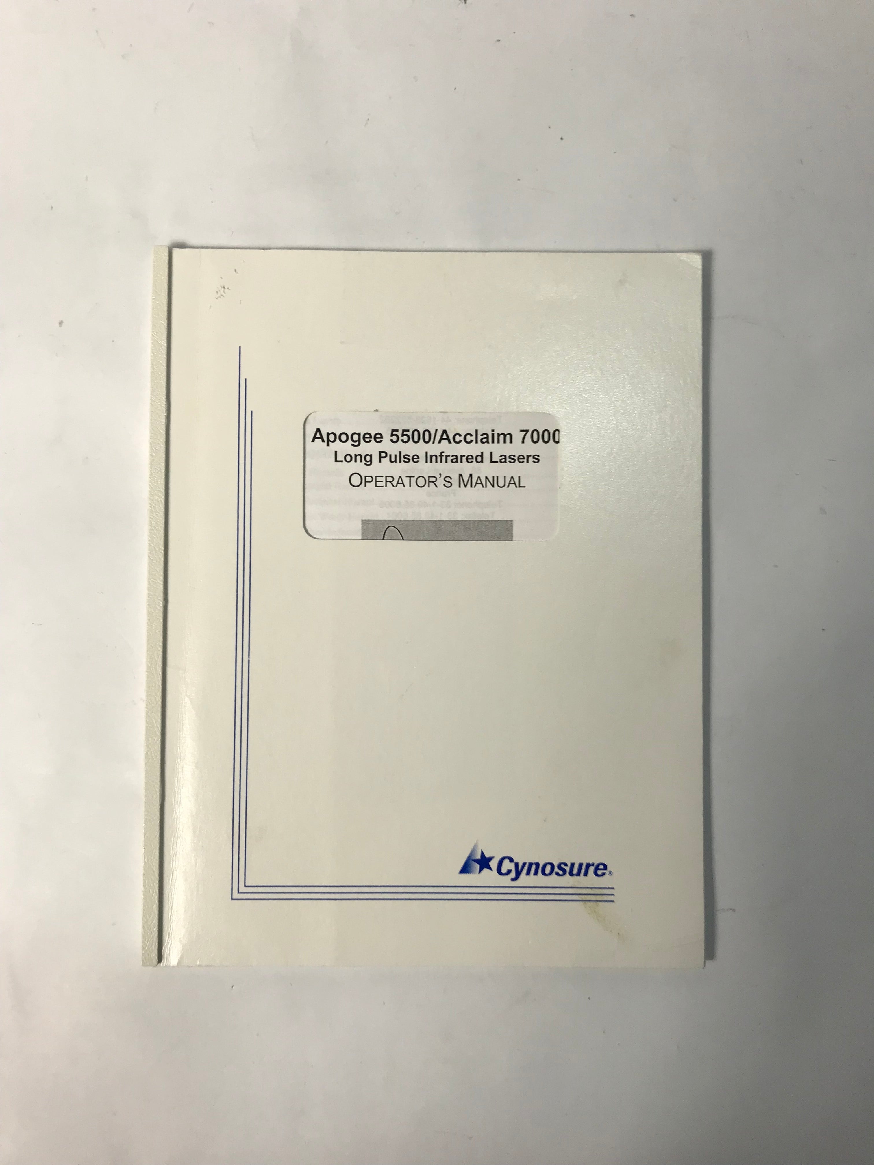 2003 Cynosure Apogee 5500/Acclaim 7000 IR Laser User Operators Manual REV 1