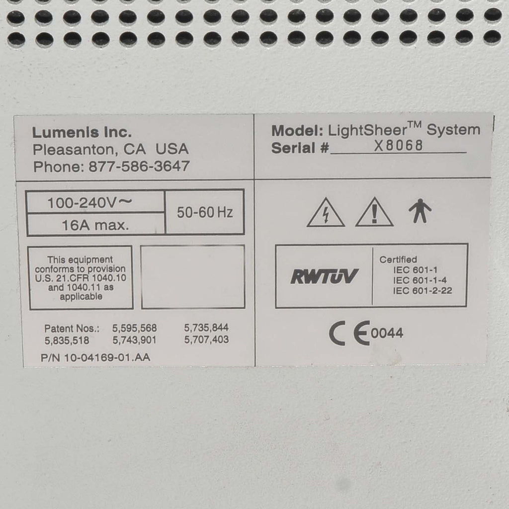 2003 Lumenis LightSheer XC Diode Hair Removal Laser w New 12x12 mm Light Sheer