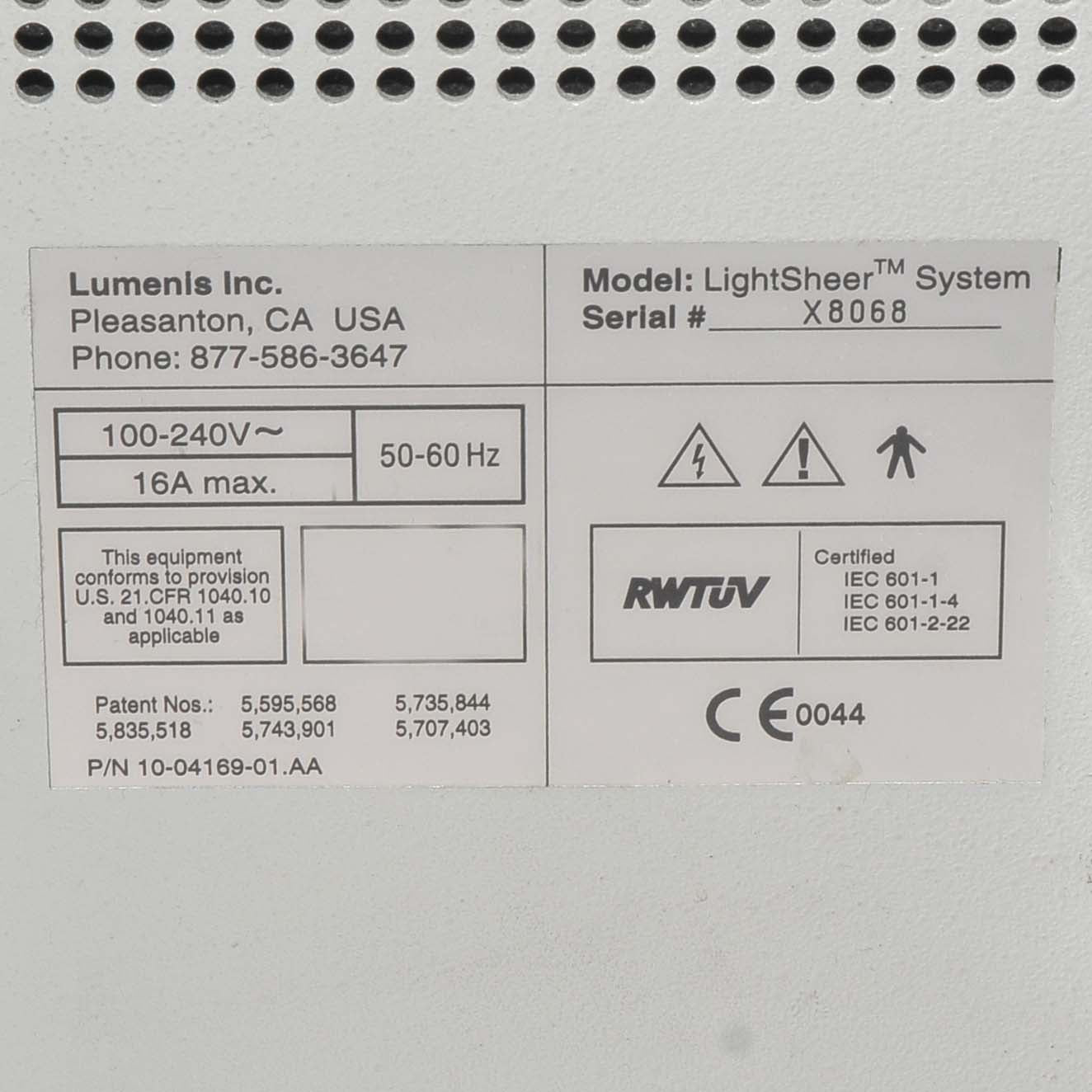 2003 Lumenis LightSheer XC Diode Hair Removal Laser w New 12x12 mm Light Sheer