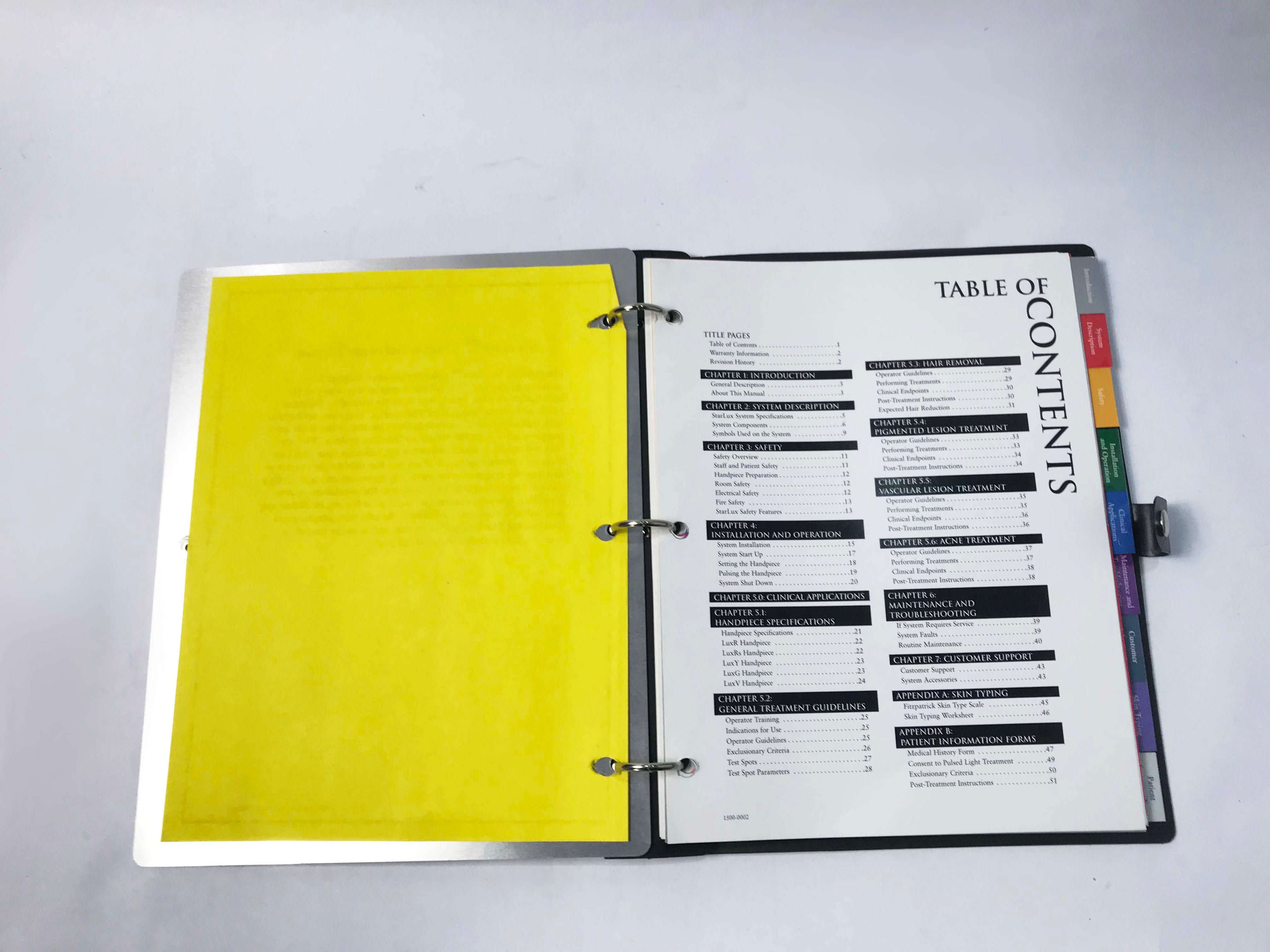 2004 Palomar Starlux Aesthetic IPL Laser Light System User Operators Manual